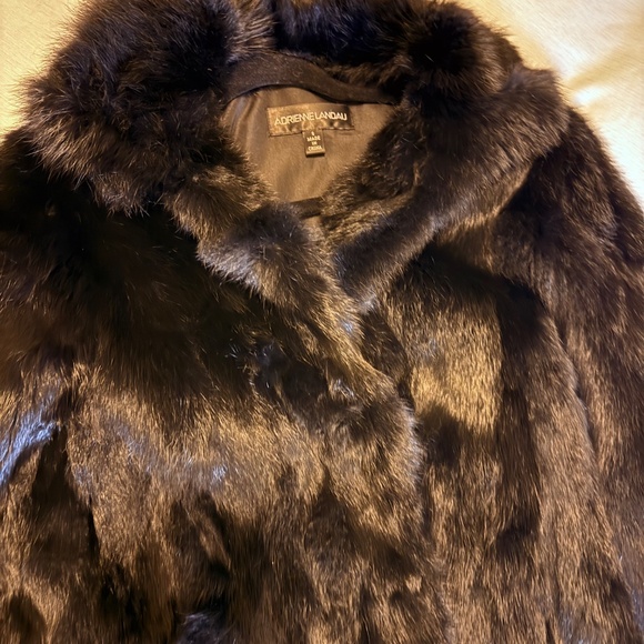 SOLD Adrienne Landau real rabbit Chubby Coat- like new size S - Picture 1 of 8